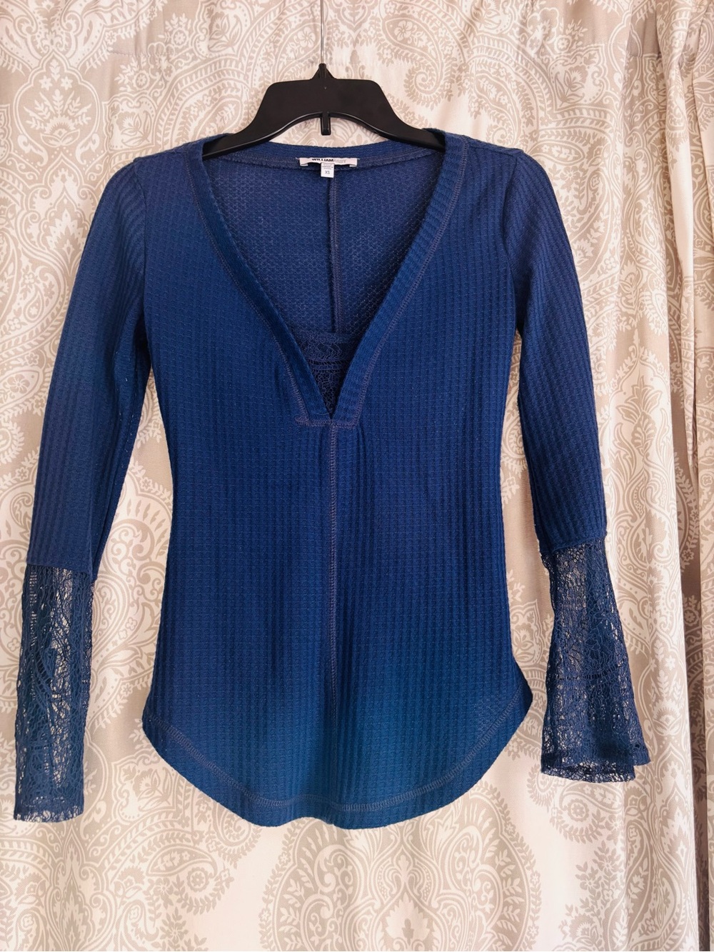 Royal Blue lace sleeves jersey Sweater
